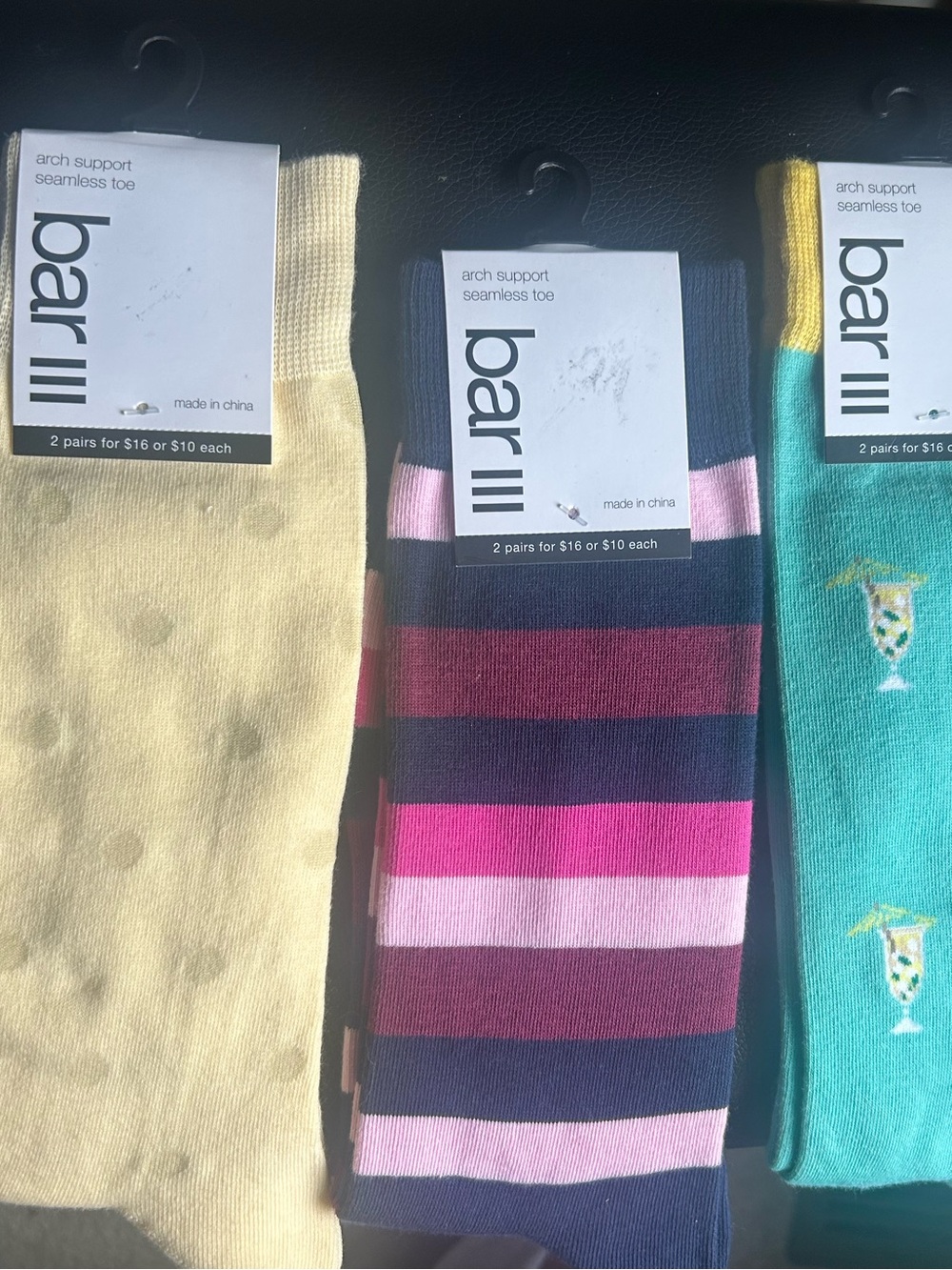 Bar III Men's Floral and Striped Socks - Purple, Cream, green  (3 pairs)
